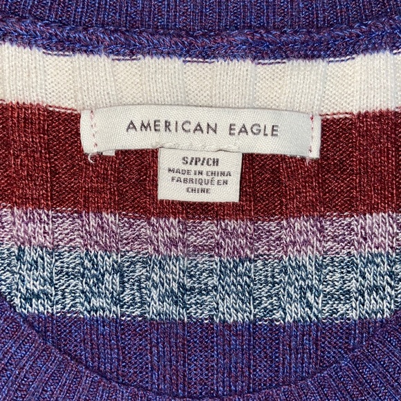 AE Crew Neck Fitted Multi Stripes Sweater small - Picture 3 of 4